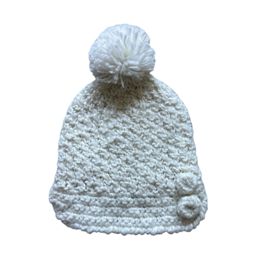 Spyder Cozy White Knit Pom-Pom Hat